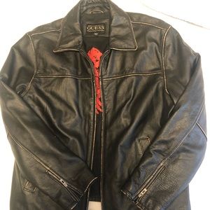 Guess Black Leather jacket - XL distressed style
